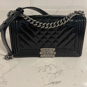 Authentic Chanel Boy Chevron Old Medium patent